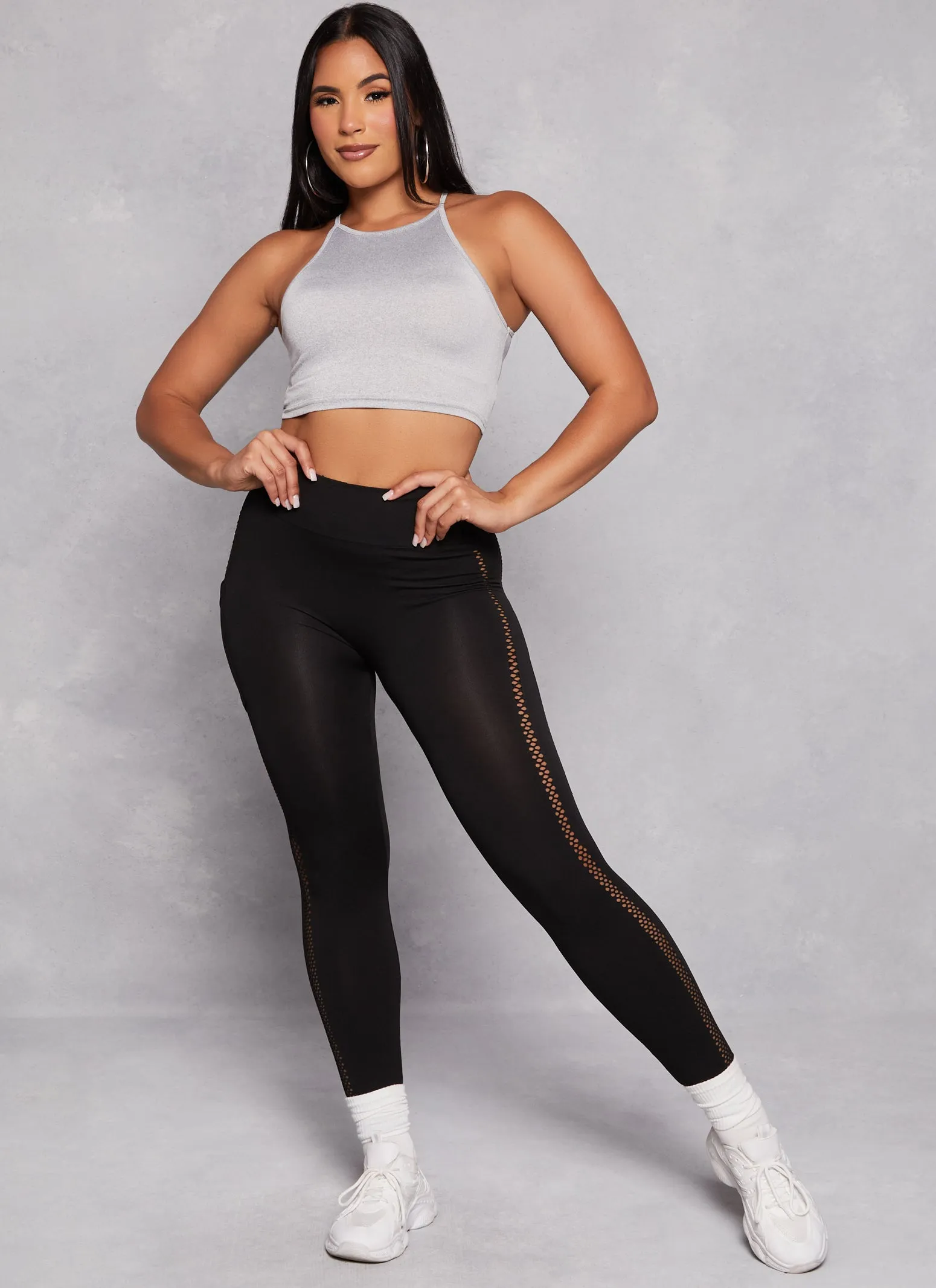 Fishnet Detail Cell Phone Pocket Leggings sold by Rainbow