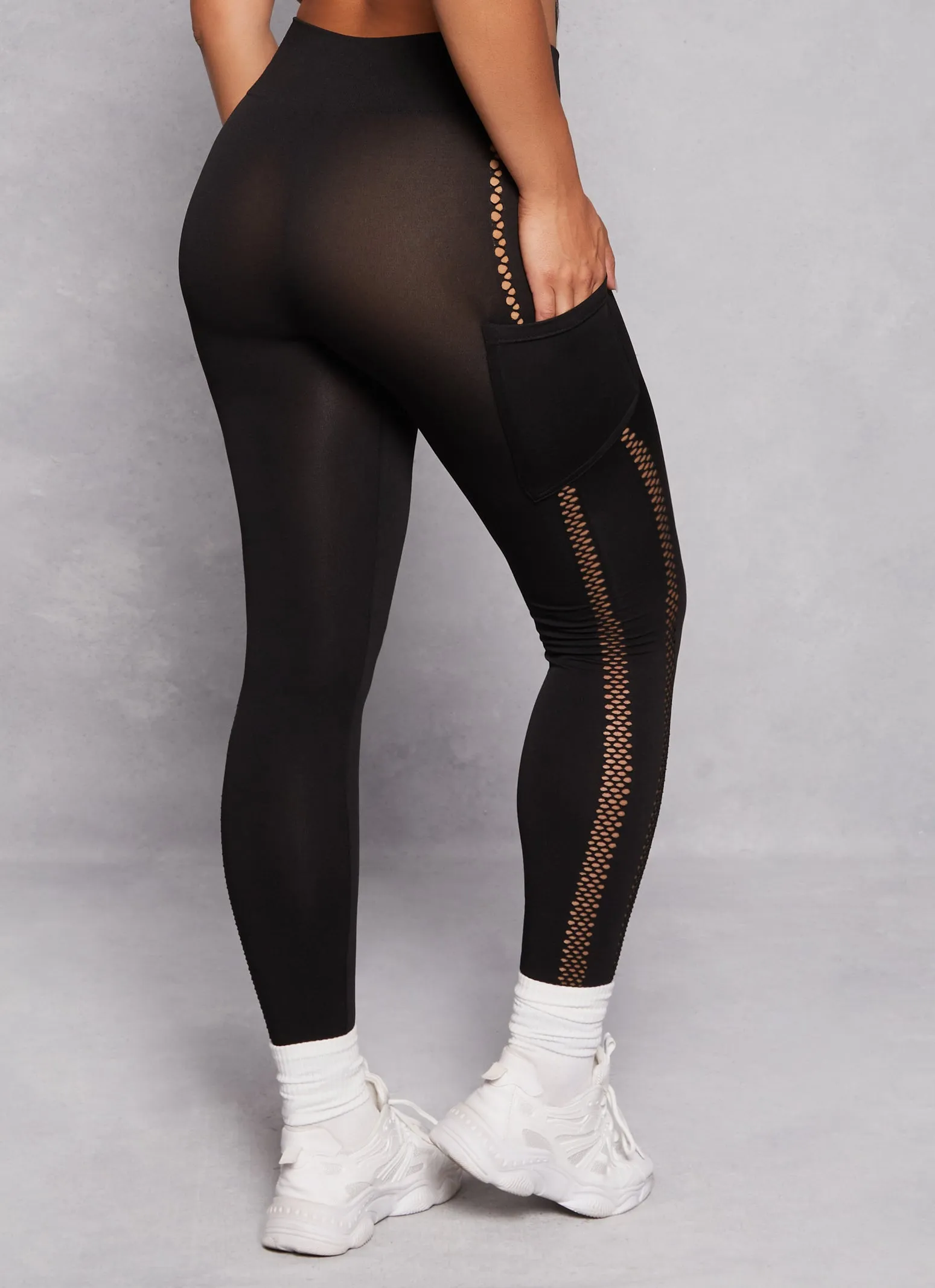 Fishnet Detail Cell Phone Pocket Leggings sold by Rainbow product image thumbnail 3