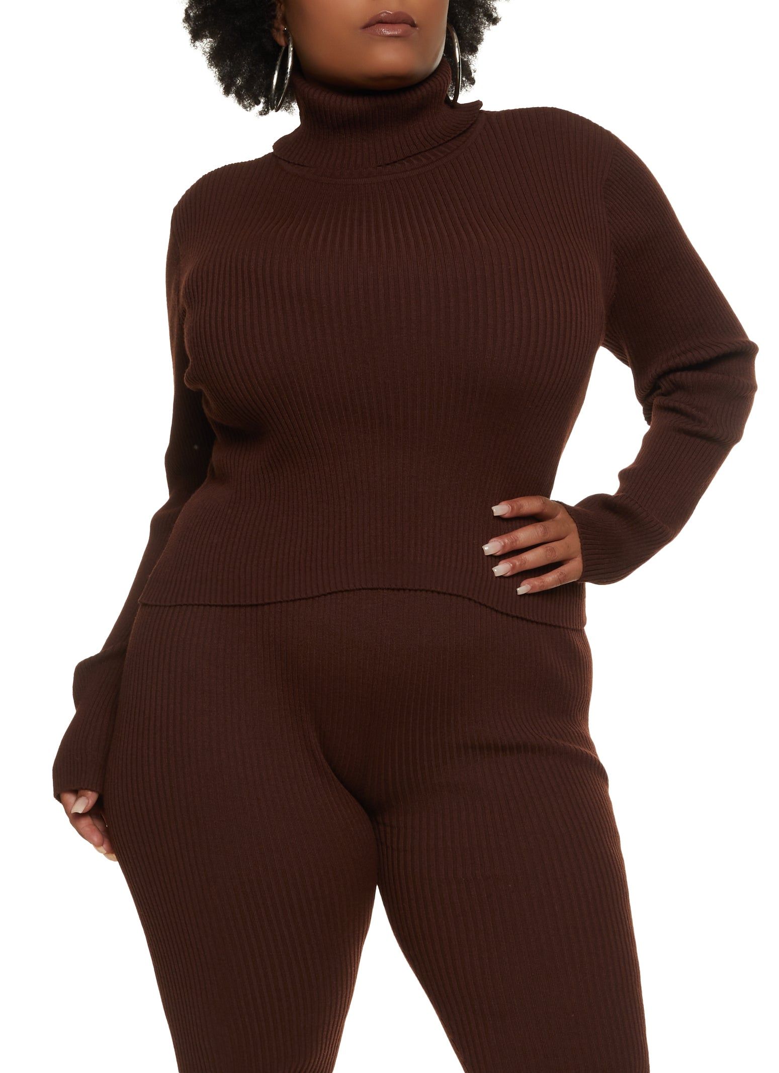 Plus Size Solid Ribbed Turtleneck Sweater sold by Rainbow