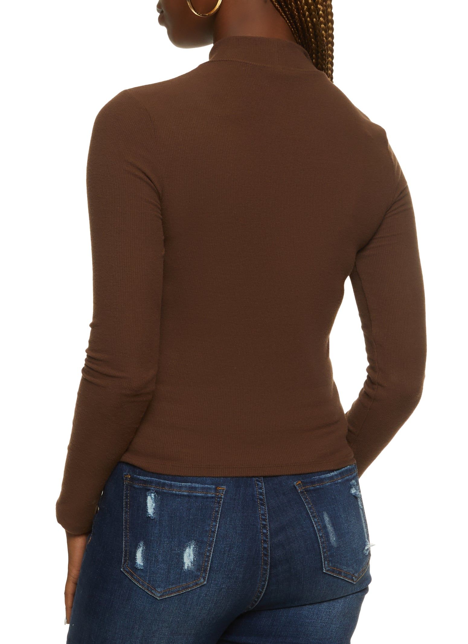 Ribbed Mock Neck Long Sleeve Top sold by Rainbow product image thumbnail 2