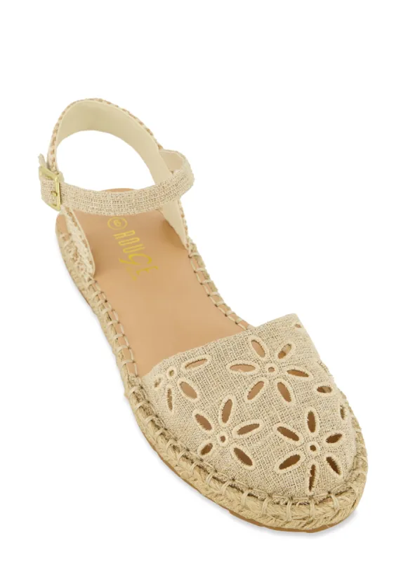 Flower Cut Out Espadrille Sandals sold by Rainbow