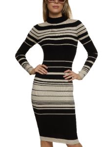 Striped Mock Neck Midi Dress sold by Rainbow