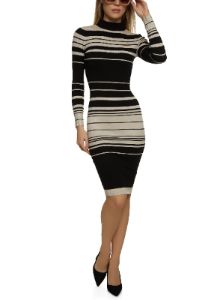 Striped Mock Neck Midi Dress sold by Rainbow