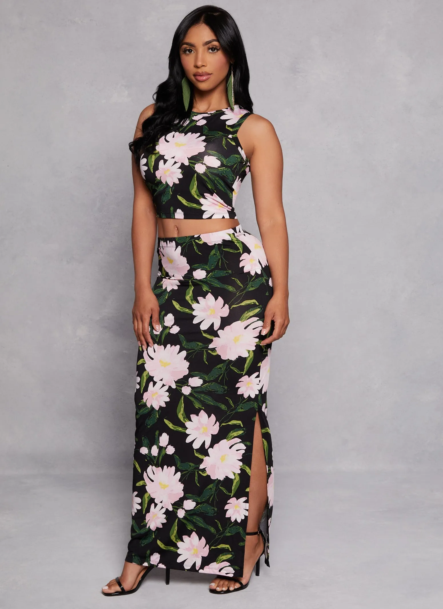 Floral Cropped Tank Top and Maxi Skirt Set sold by Rainbow product image thumbnail 2