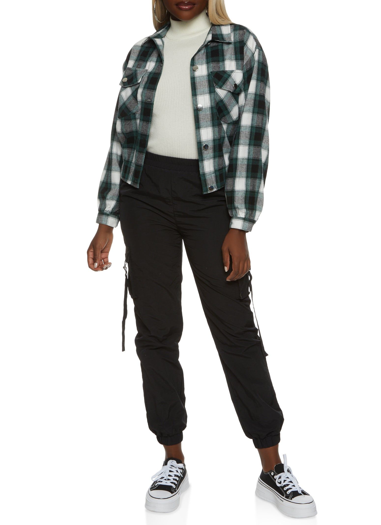 Plaid Button Front Pocket Detail Shacket sold by Rainbow product image thumbnail 2