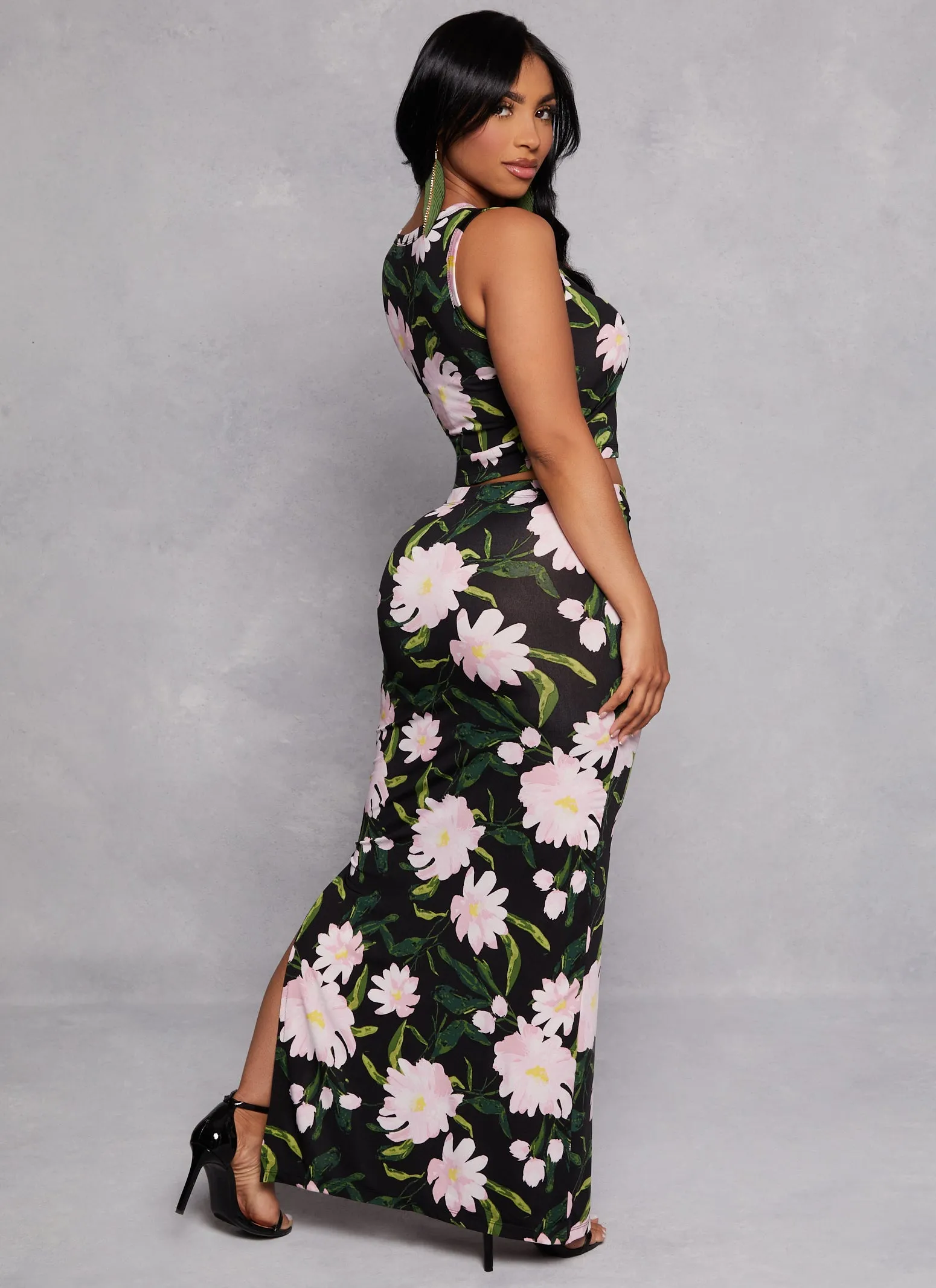 Floral Cropped Tank Top and Maxi Skirt Set sold by Rainbow product image thumbnail 3