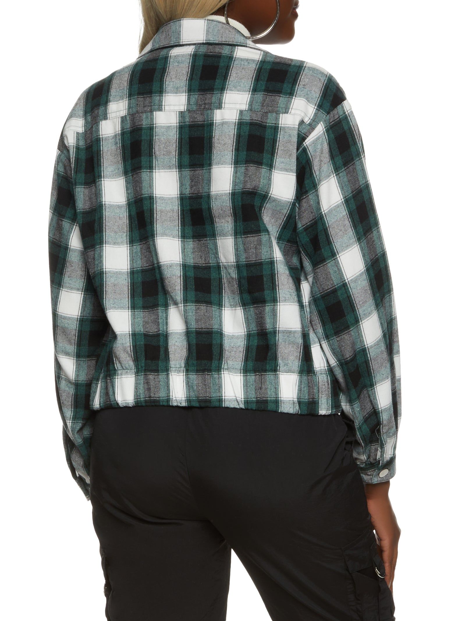 Plaid Button Front Pocket Detail Shacket sold by Rainbow product image thumbnail 3