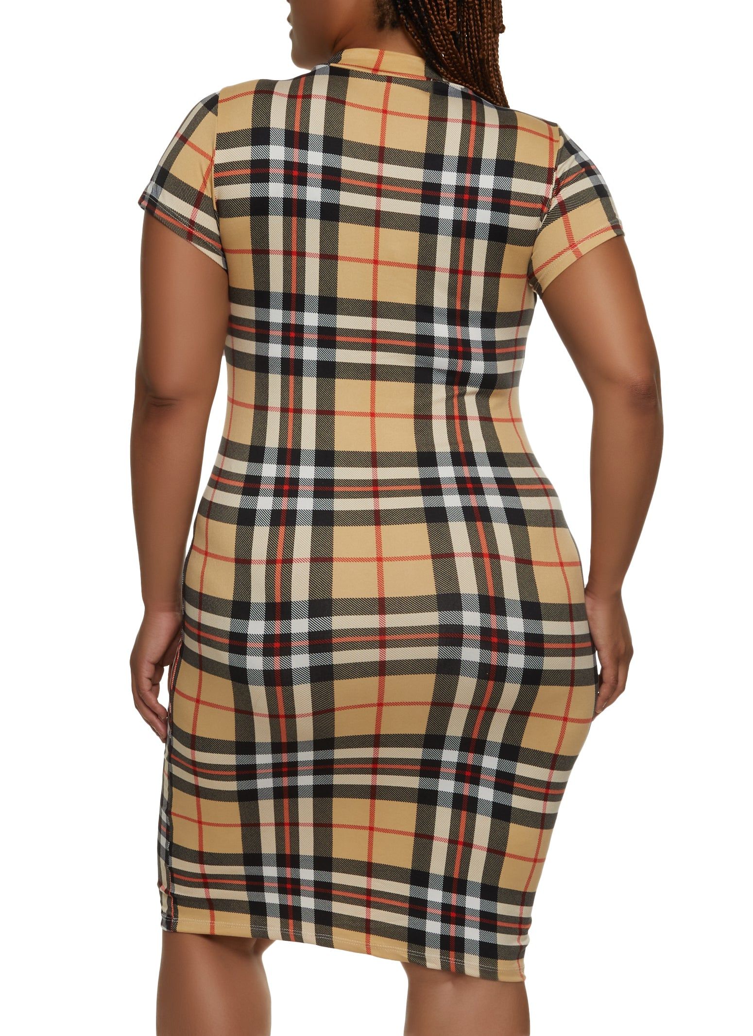 Plus Size Plaid Mock Neck Midi Dress sold by Rainbow product image thumbnail 3