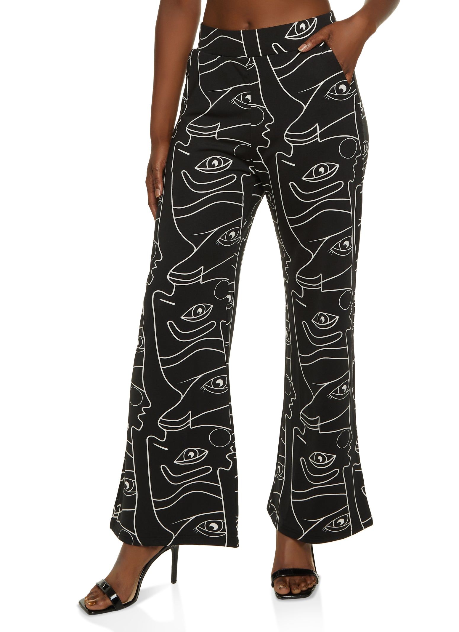 Face Print Wide Leg Pants sold by Rainbow