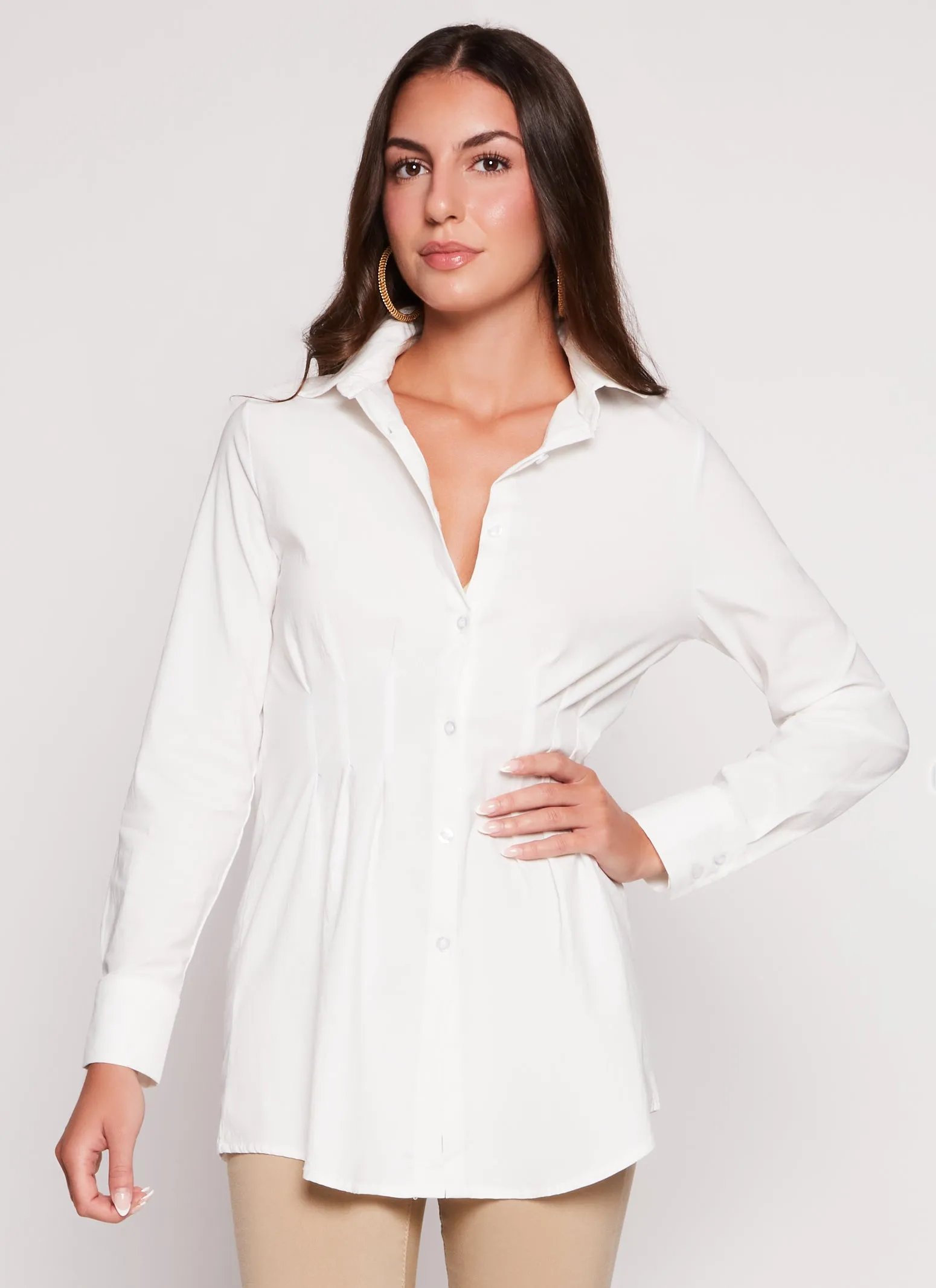 Haute Monde Pleated Waist Button Front Shirt sold by Rainbow