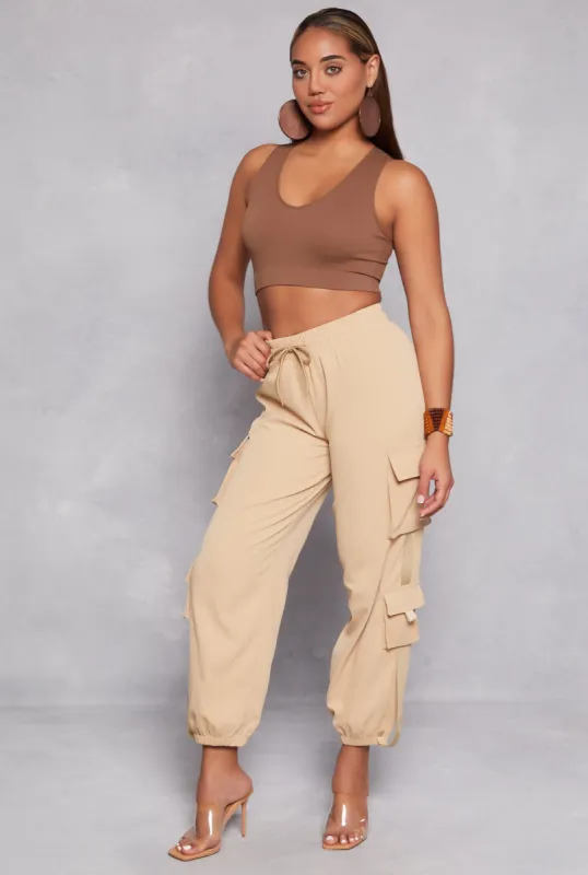 Poplin High Waisted Cargo Joggers sold by Rainbow