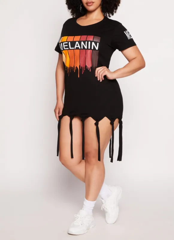 Plus Size Melanin Knot Hem Graphic T Shirt Dress sold by Rainbow