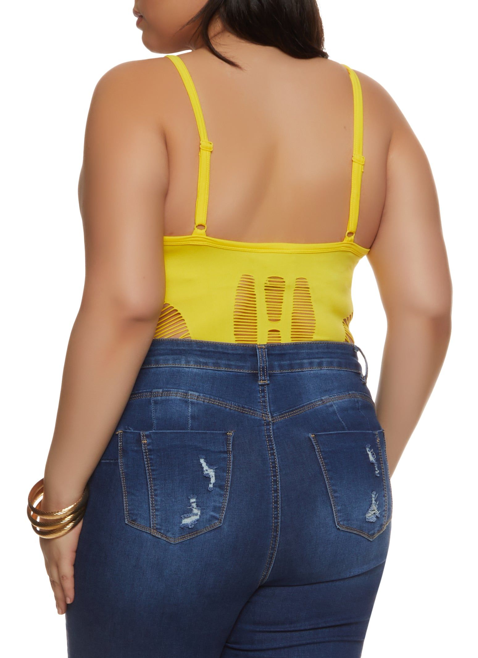 Plus Size Laser Cut Seamless Bodysuit sold by Rainbow product image thumbnail 2