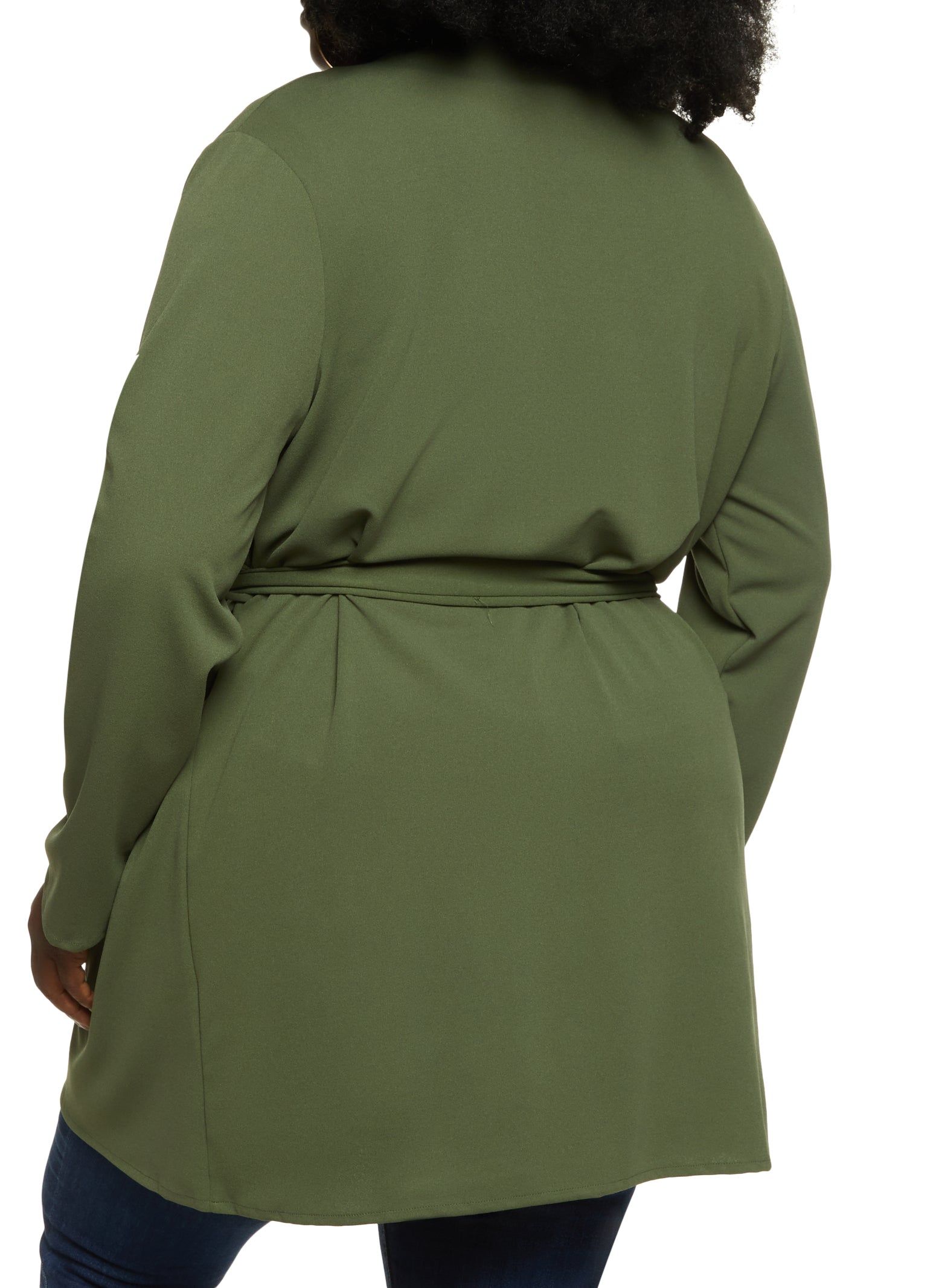 Plus Size Crepe Knit Draped Collar Wrap Coat sold by Rainbow product image thumbnail 3