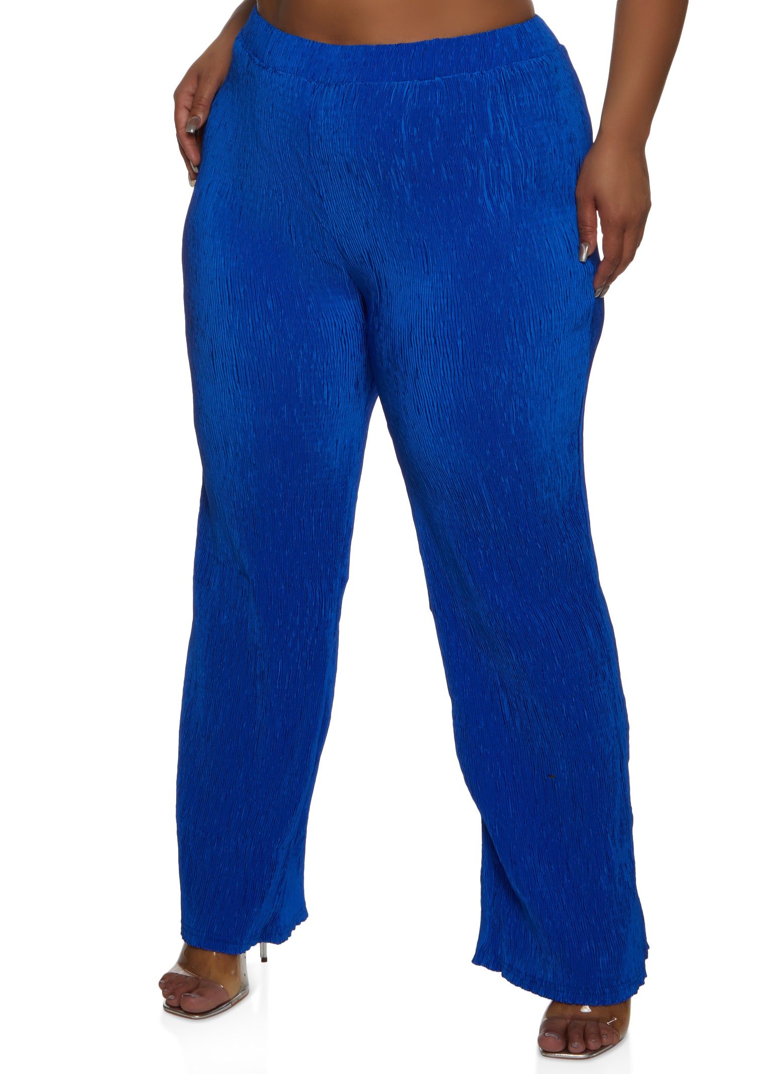 Plus Size Plisse High Waist Wide Leg Pants sold by Rainbow