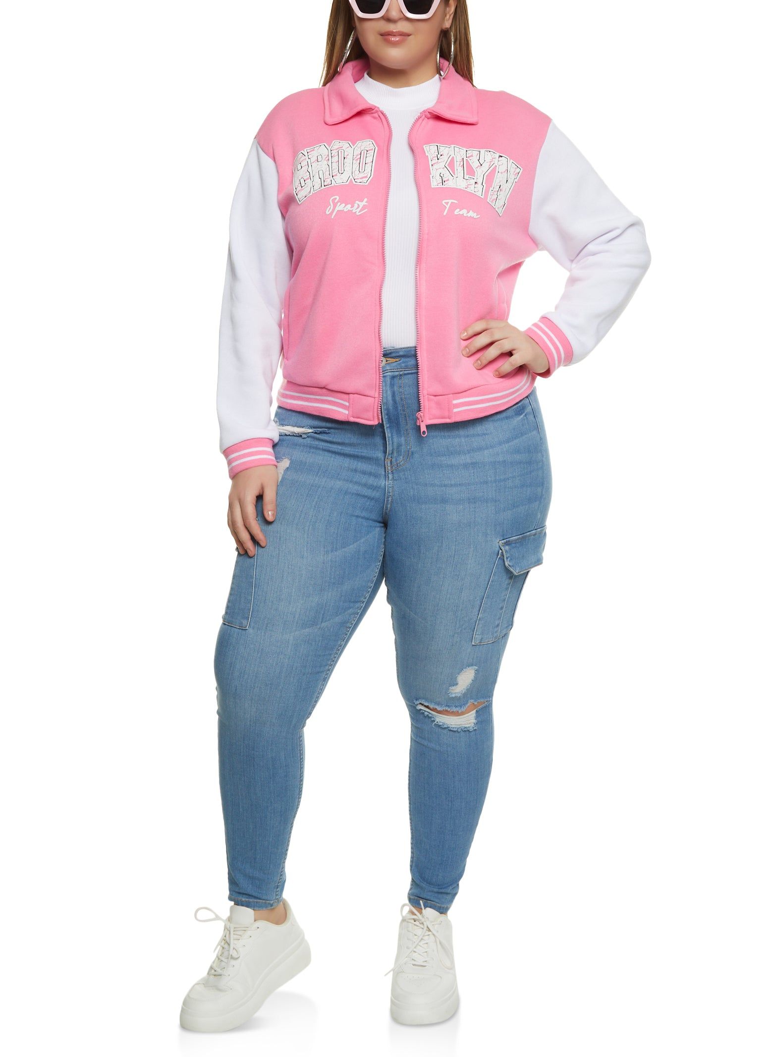 Plus Size Brooklyn Zip Front Varsity Jacket sold by Rainbow product image thumbnail 2