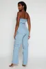 Daisy Denim Strapless Button Front Cargo Jumpsuit sold by Rainbow