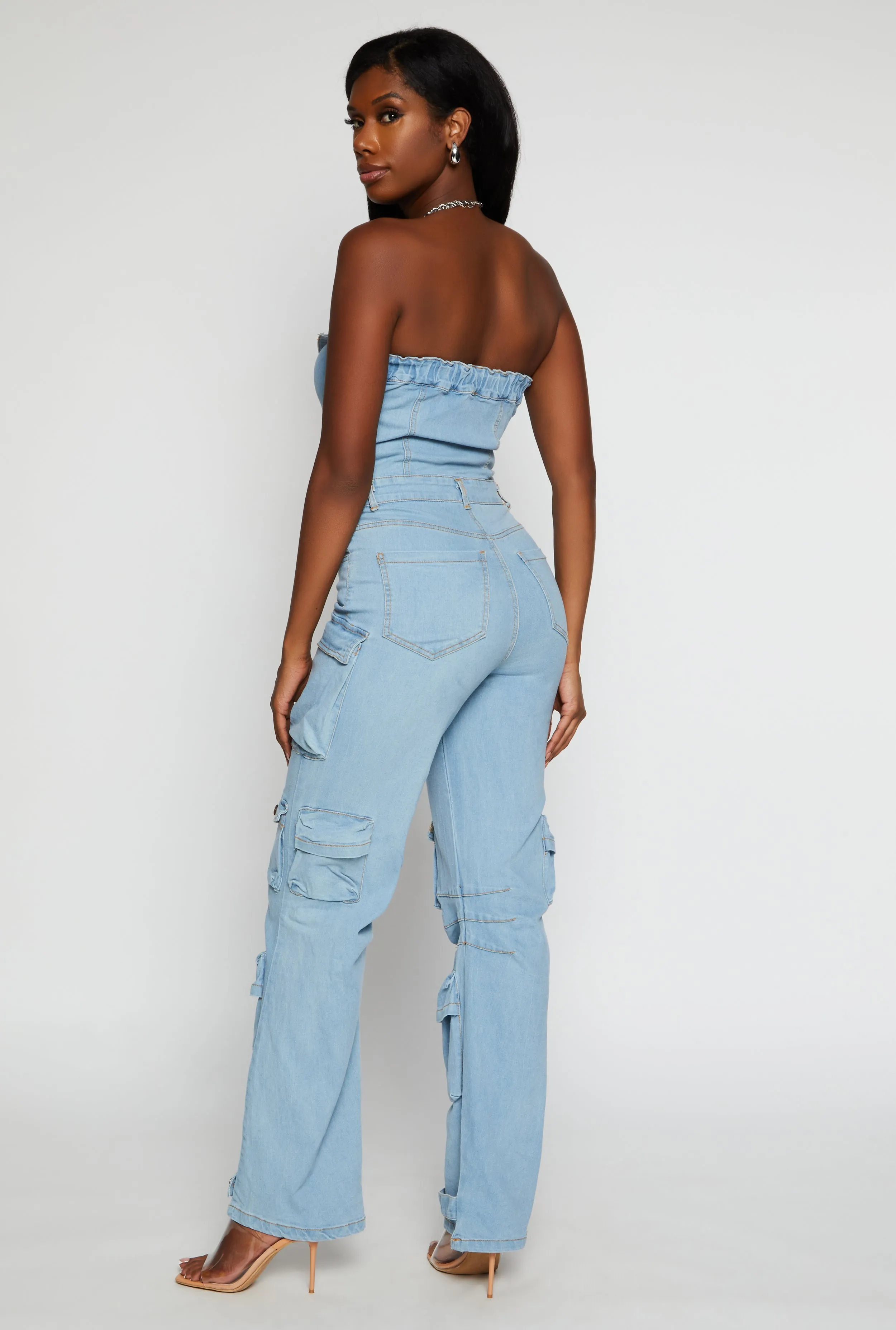 Daisy Denim Strapless Button Front Cargo Jumpsuit sold by Rainbow product image thumbnail 3