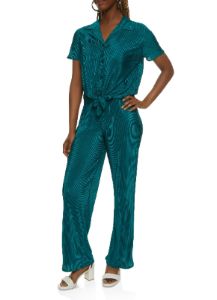 Plisse Button Down Tie Front Shirt sold by Rainbow