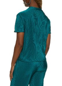 Plisse Button Down Tie Front Shirt sold by Rainbow