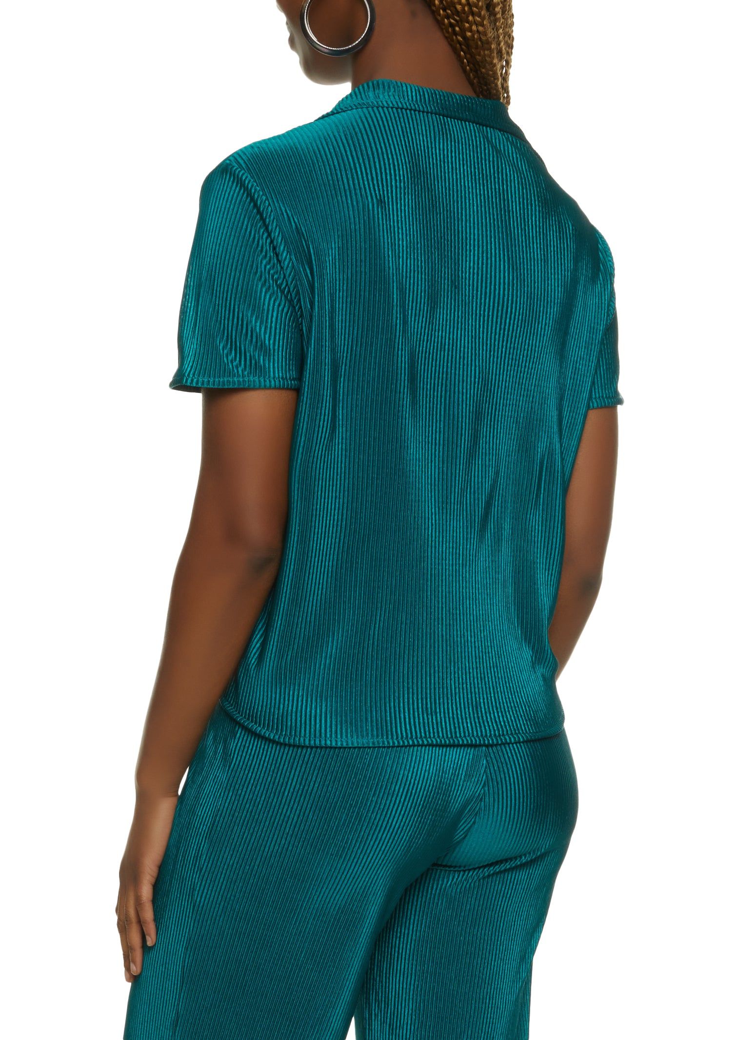 Plisse Button Down Tie Front Shirt sold by Rainbow product image thumbnail 3