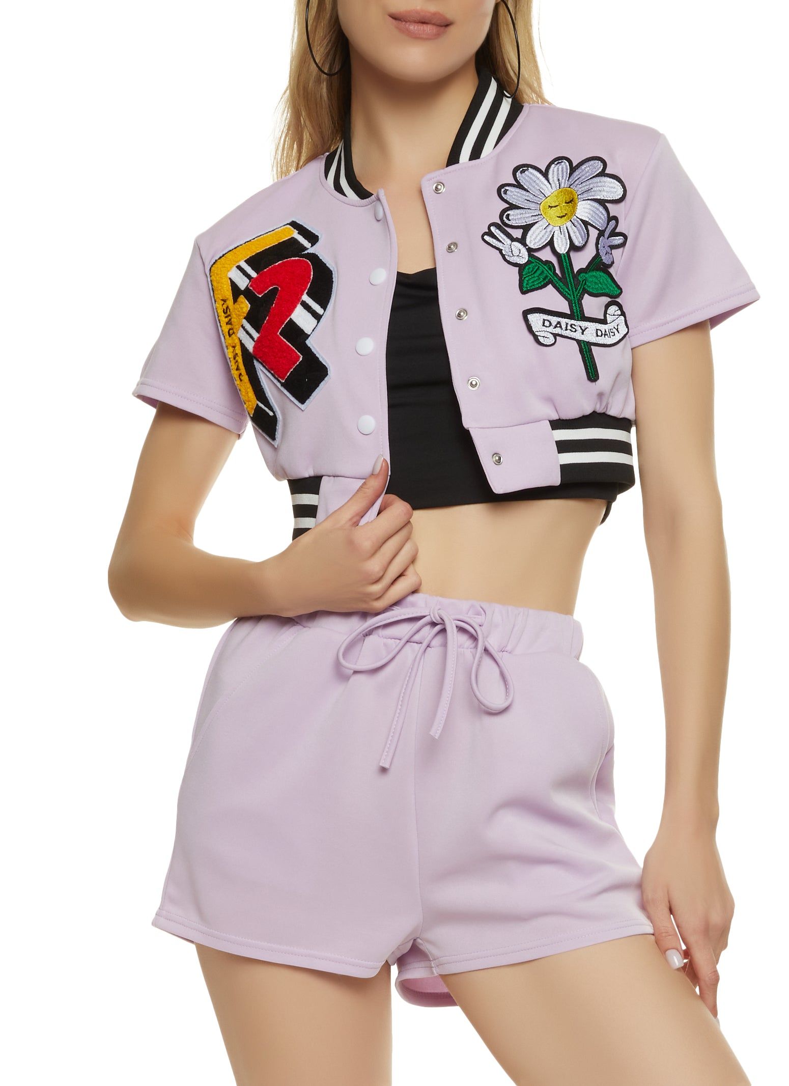 Daisy Patch Cropped Varsity Jacket sold by Rainbow product image thumbnail 2