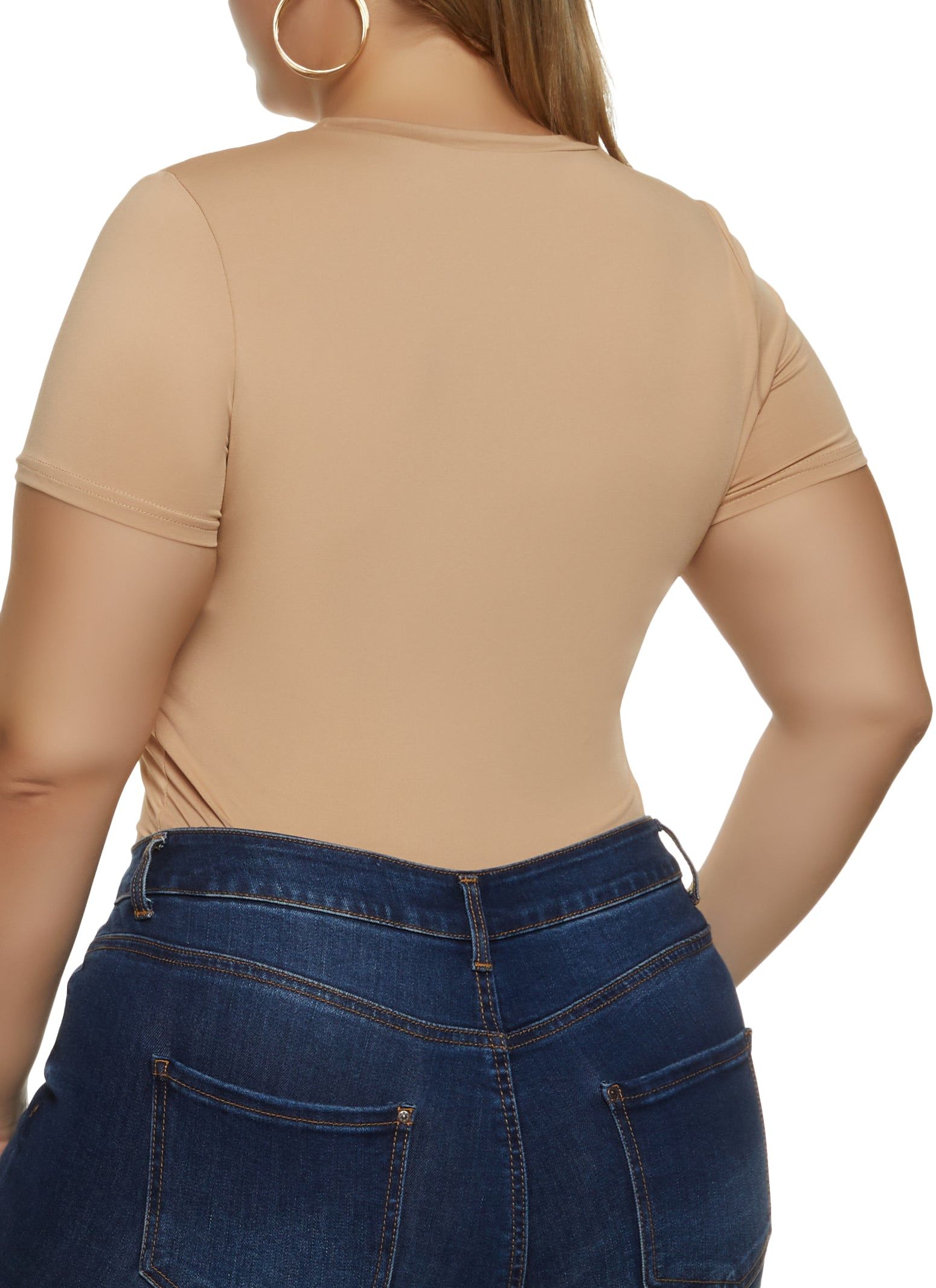Plus Size Basic Crew Neck Short Sleeve Bodysuit sold by Rainbow product image thumbnail 3
