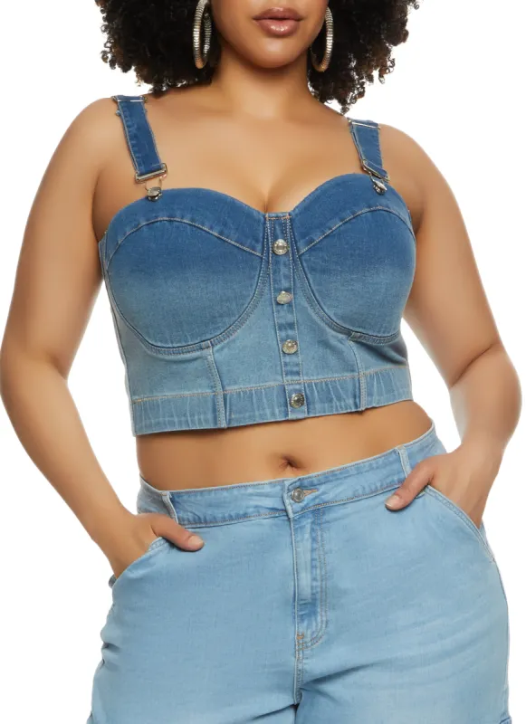 Plus Size Ombre Denim Bustier Top sold by Rainbow