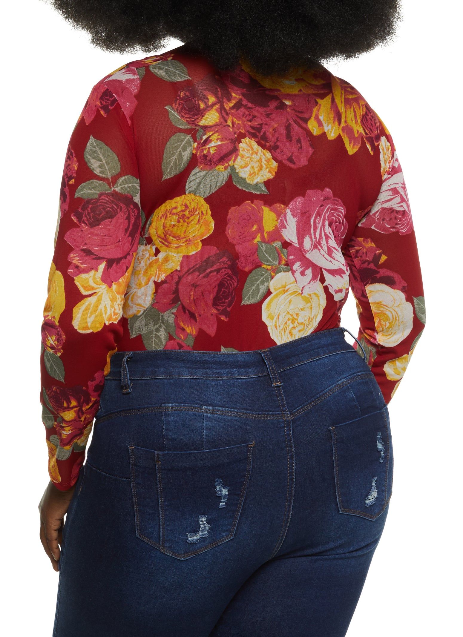 Plus Size Printed Mesh Mock Neck Bodysuit sold by Rainbow product image thumbnail 3