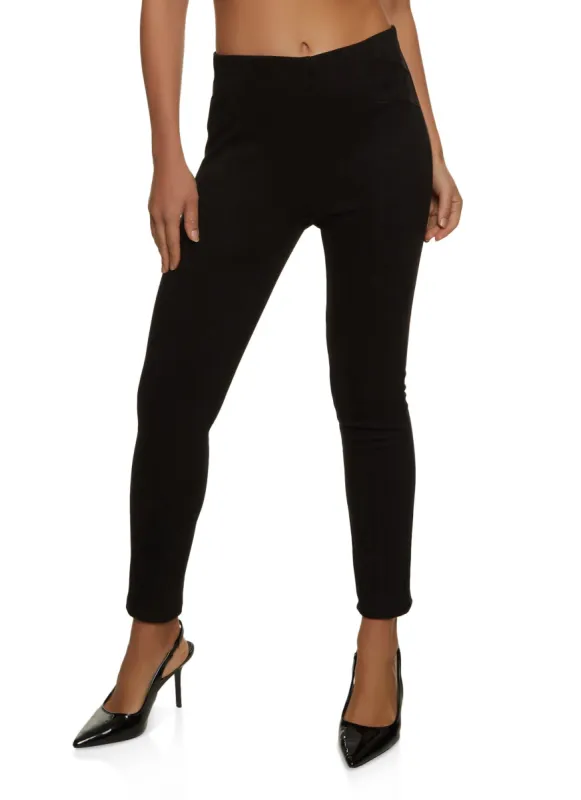 Faux Suede High Waist Pull On Pants sold by Rainbow