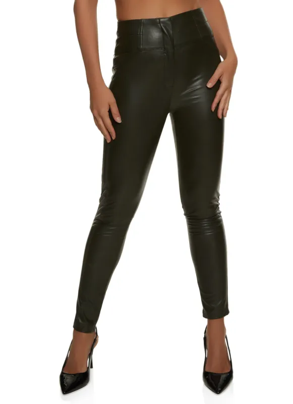 Faux Leather Wide Waistband Pants sold by Rainbow