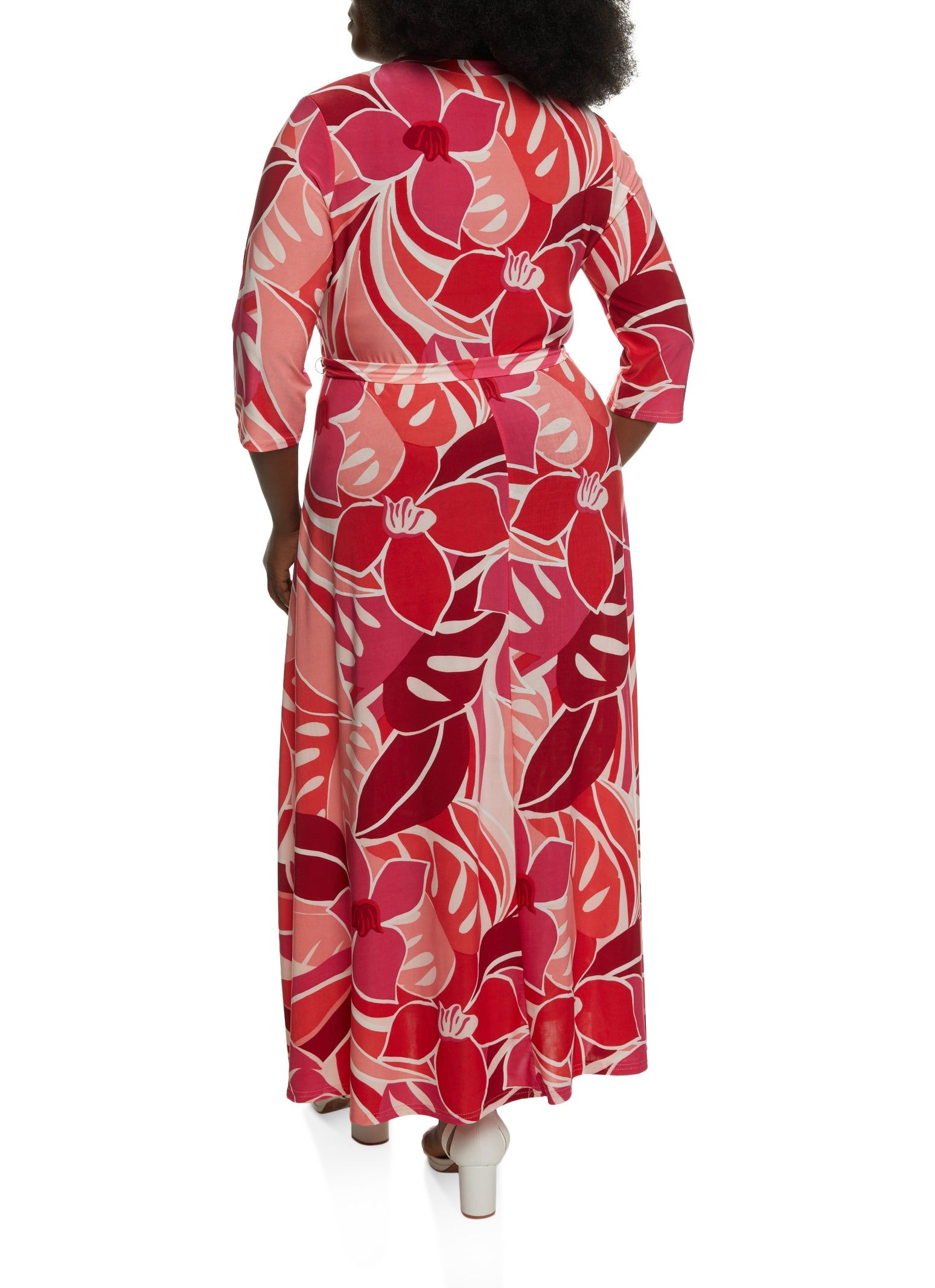 Plus Size Tropical Printed Wrap Dress sold by Rainbow product image thumbnail 3