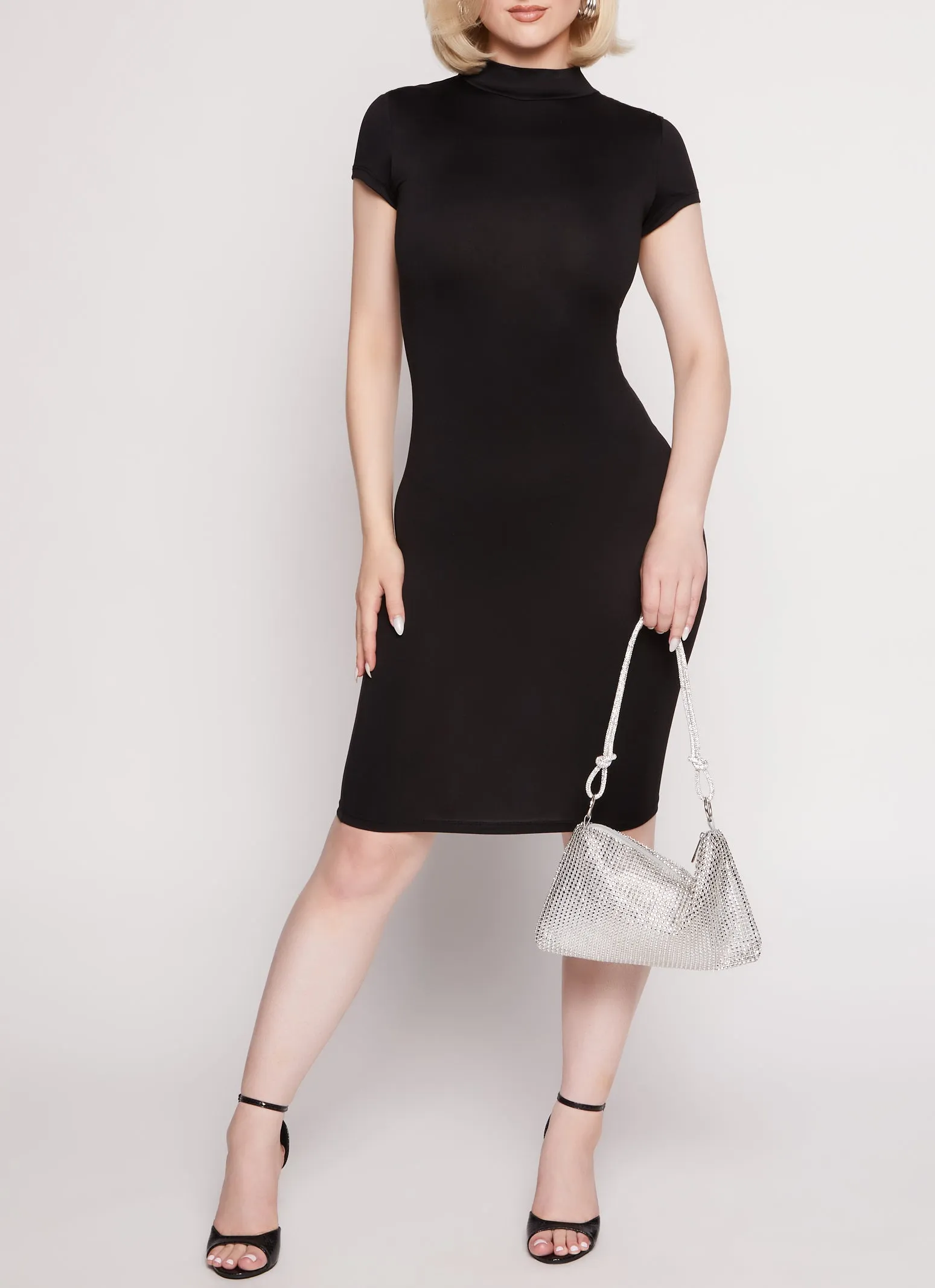 Solid Mock Neck Midi Dress sold by Rainbow