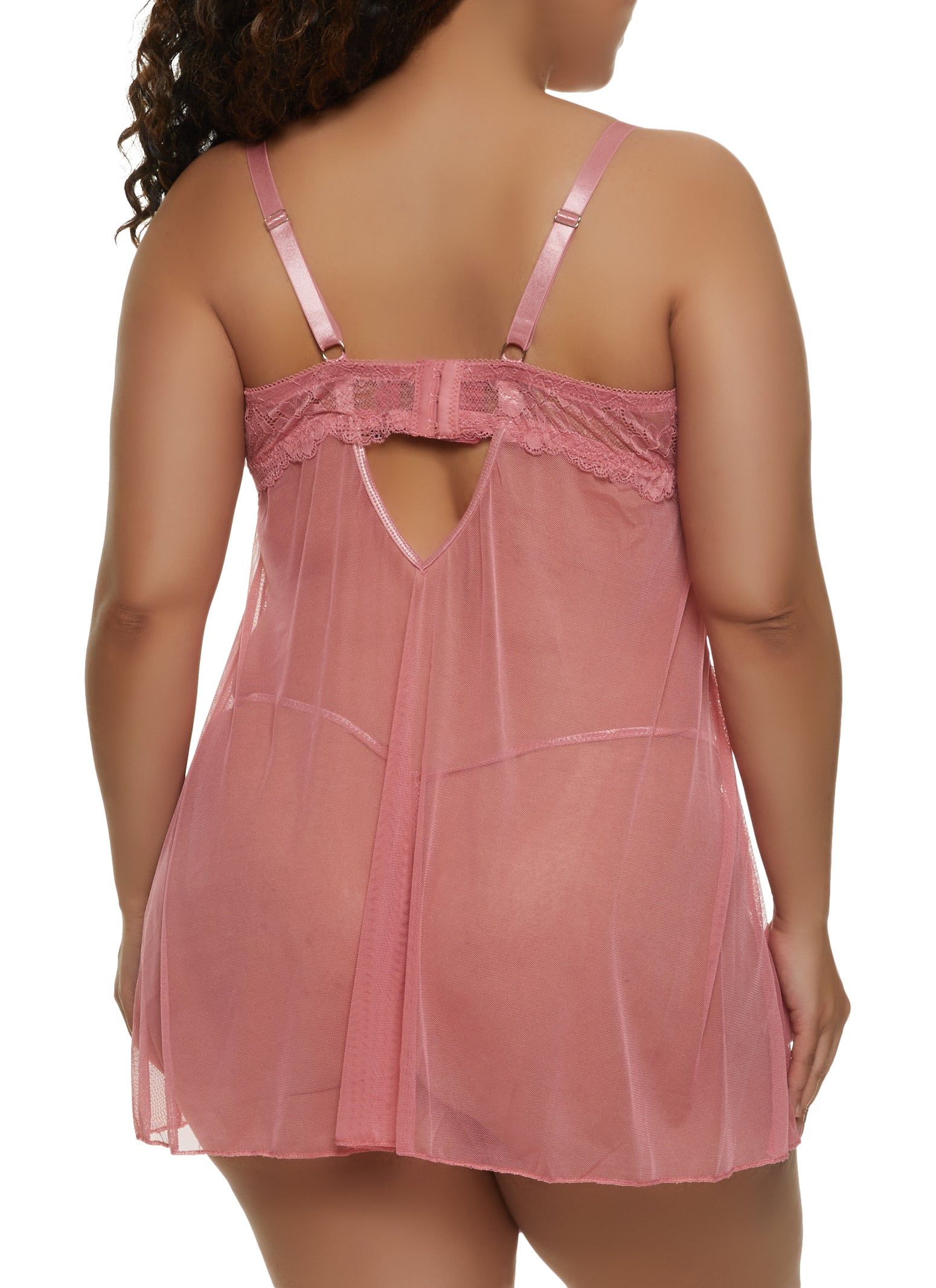 Plus Size Lace Up Babydoll and G String sold by Rainbow product image thumbnail 2