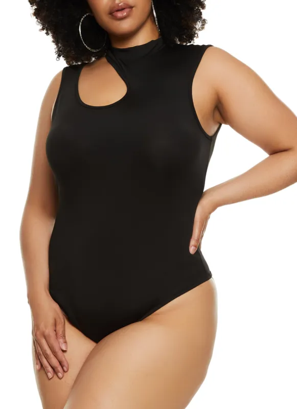 Plus Size Daisy Mock Neck Cut Out Tank Bodysuit sold by Rainbow