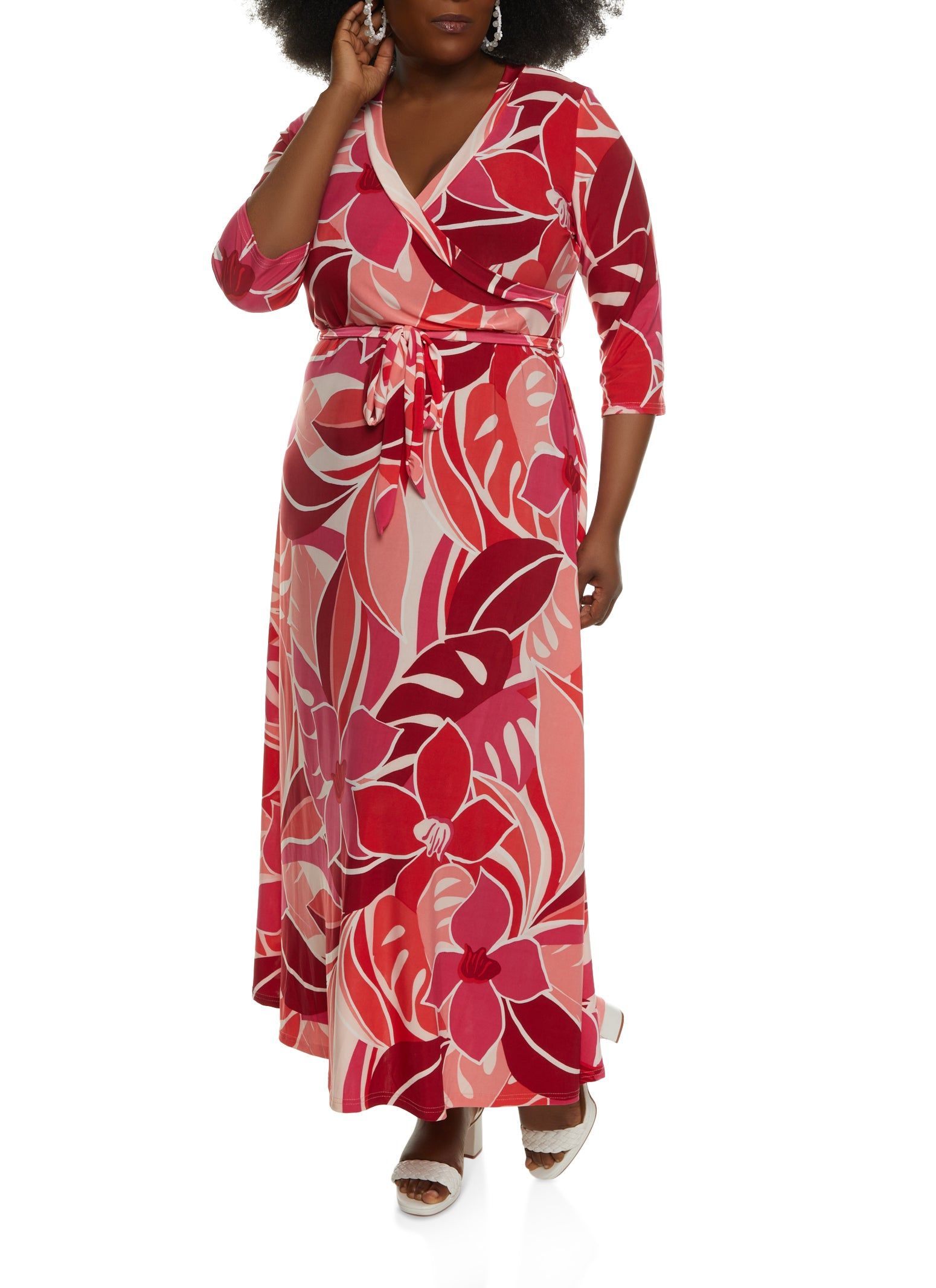 Plus Size Tropical Printed Wrap Dress sold by Rainbow product image thumbnail 2