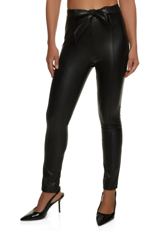 Paper Bag Waist Faux Leather Pants sold by Rainbow