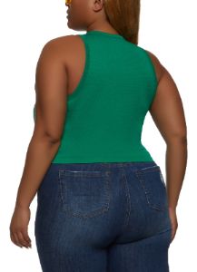 Plus Size Textured Knit Racerback Tank Top sold by Rainbow