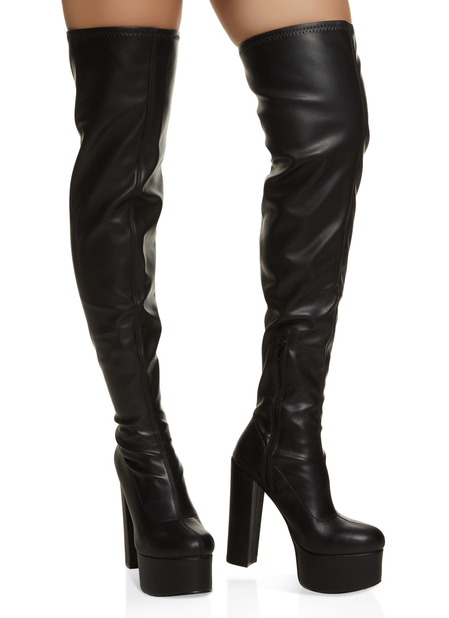 Round Toe Platform Over The Knee Boots sold by Rainbow product image thumbnail 2