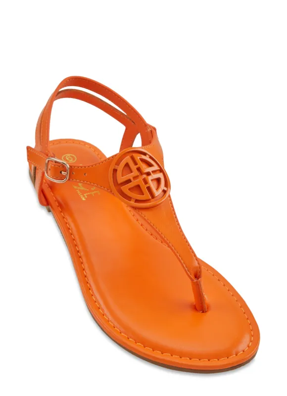 Geo Pendant Thong Ankle Strap Sandals sold by Rainbow