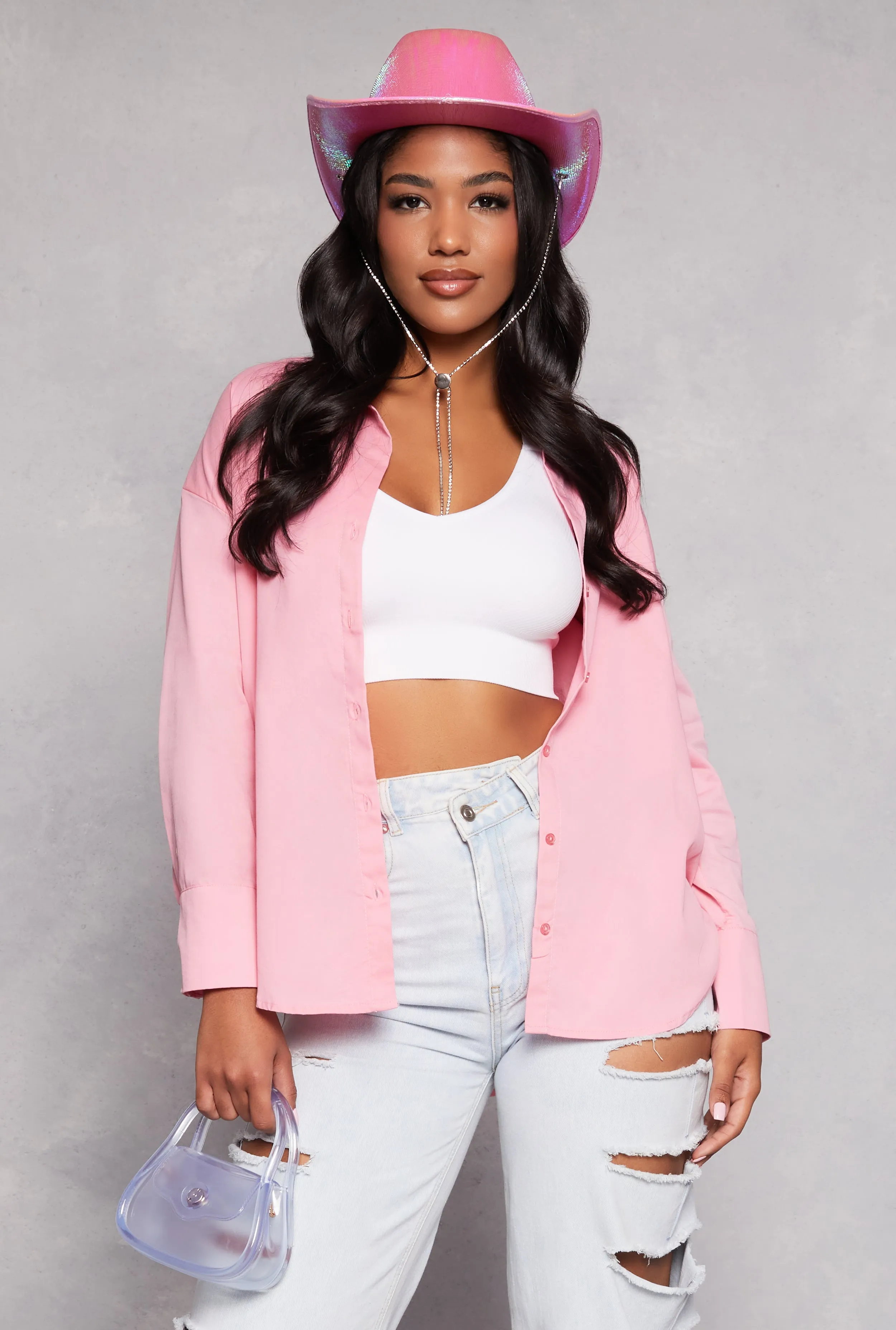 Button Front Long Sleeve Tunic Shirt sold by Rainbow