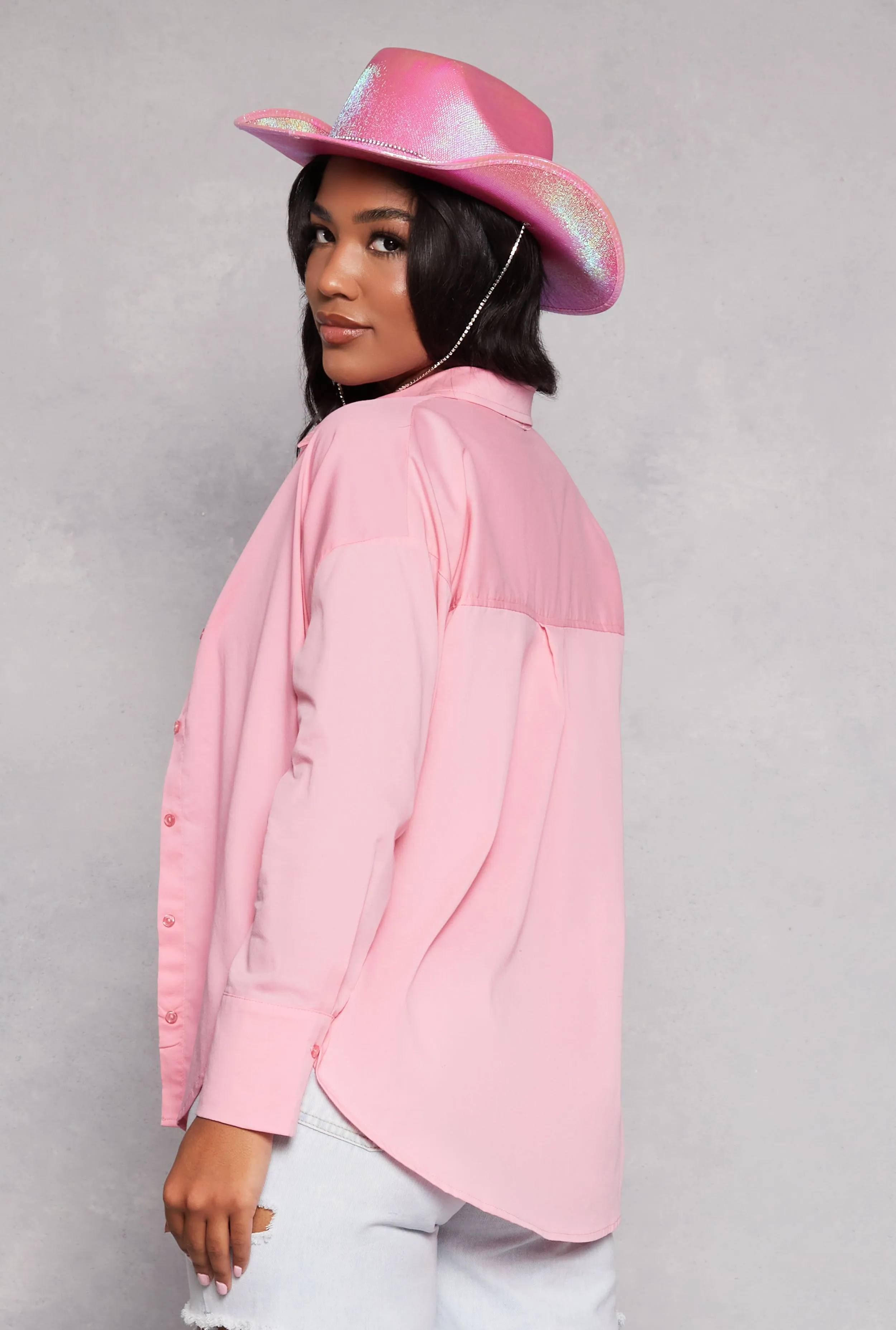 Button Front Long Sleeve Tunic Shirt sold by Rainbow product image thumbnail 3