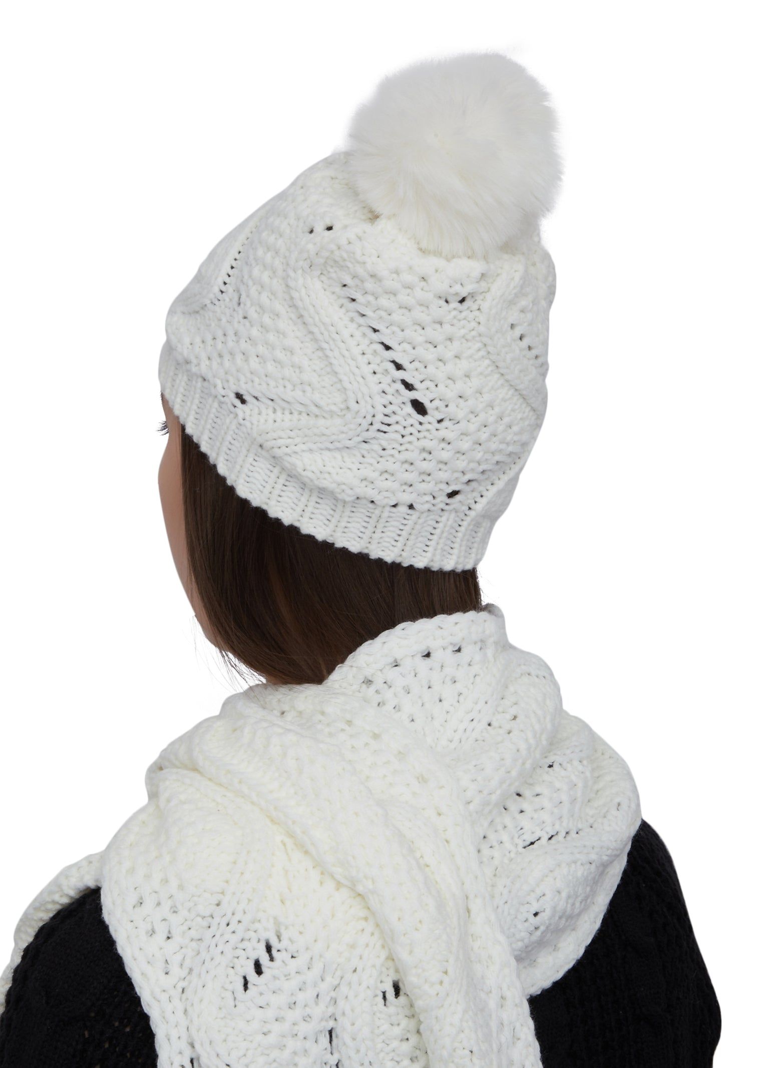 Pointelle Knit Scarf and Pom Pom Beanie with Gloves sold by Rainbow product image thumbnail 2