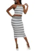 Striped Sleeveless High Neck Tank Top sold by Rainbow
