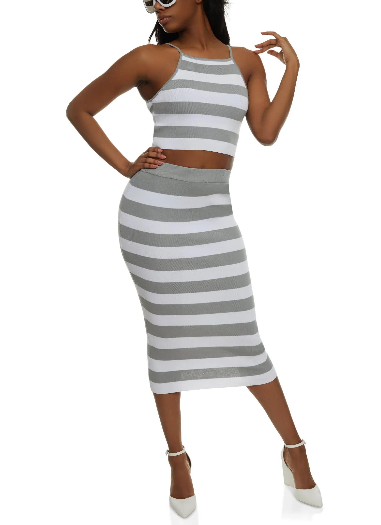 Striped Sleeveless High Neck Tank Top sold by Rainbow product image thumbnail 2