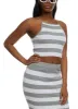 Striped Sleeveless High Neck Tank Top sold by Rainbow