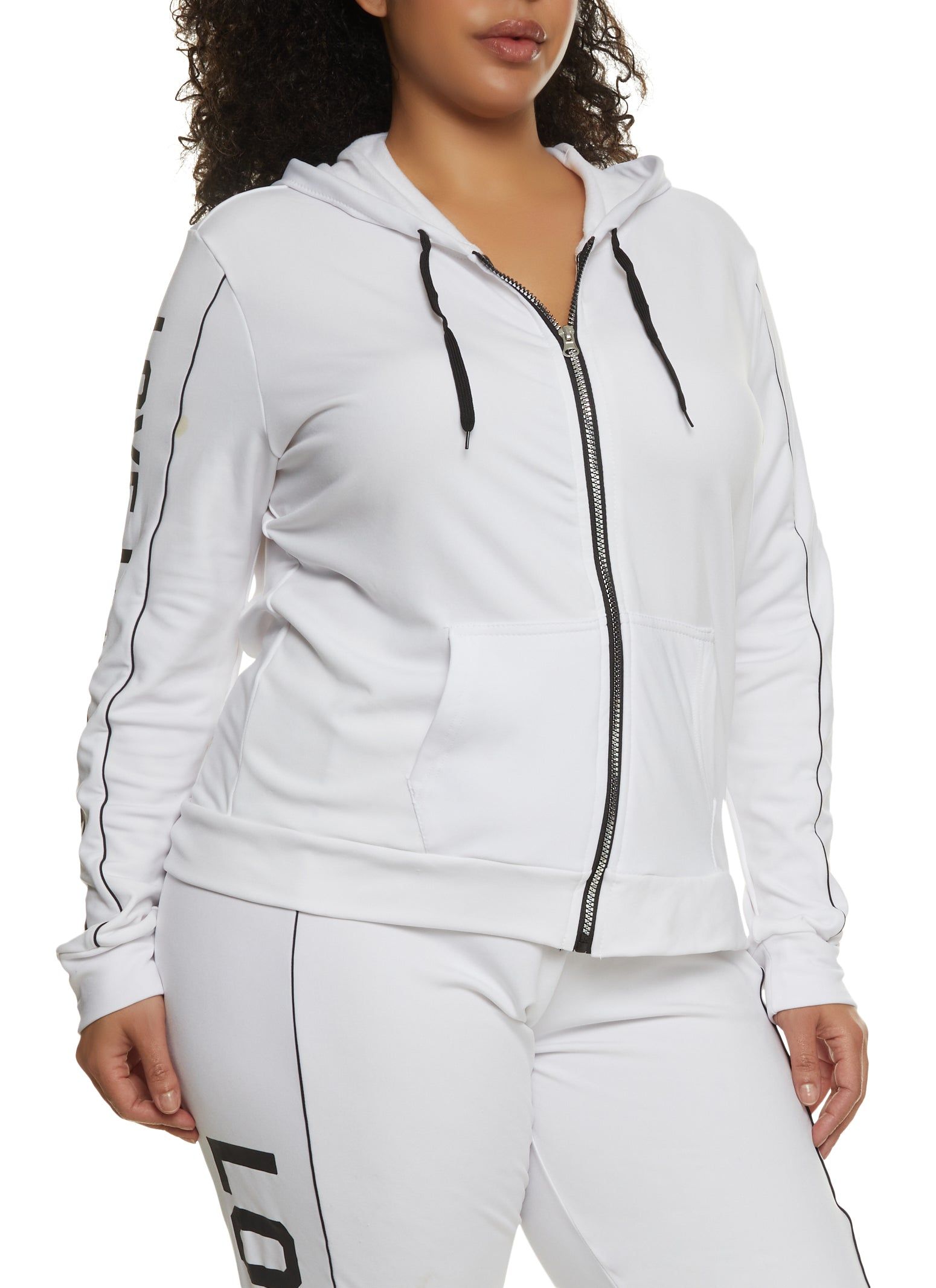 Plus Size Love Side Graphic Zip Front Hoodie sold by Rainbow