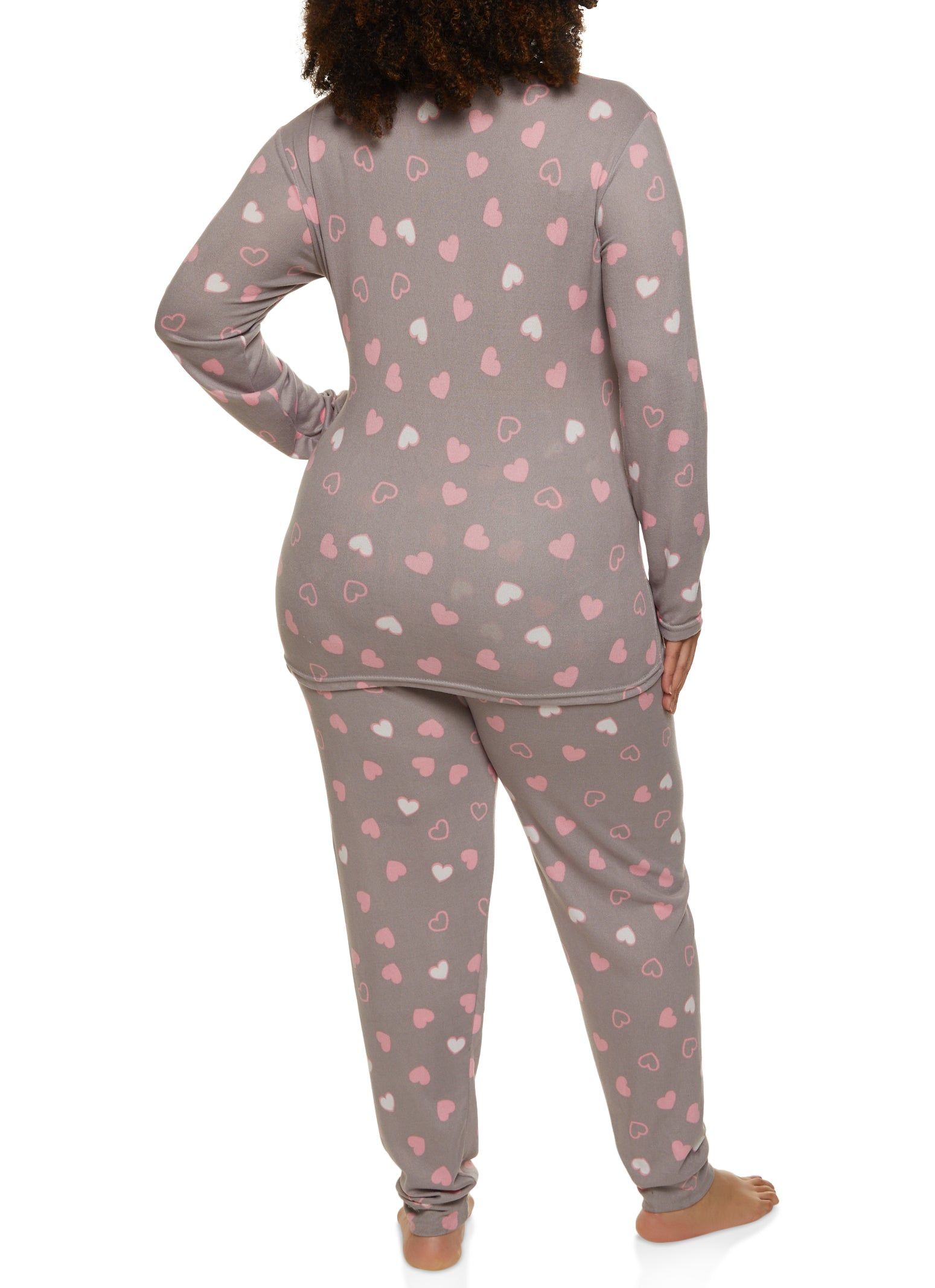 Plus Size Heart Print Pajama Top and Pants sold by Rainbow product image thumbnail 3