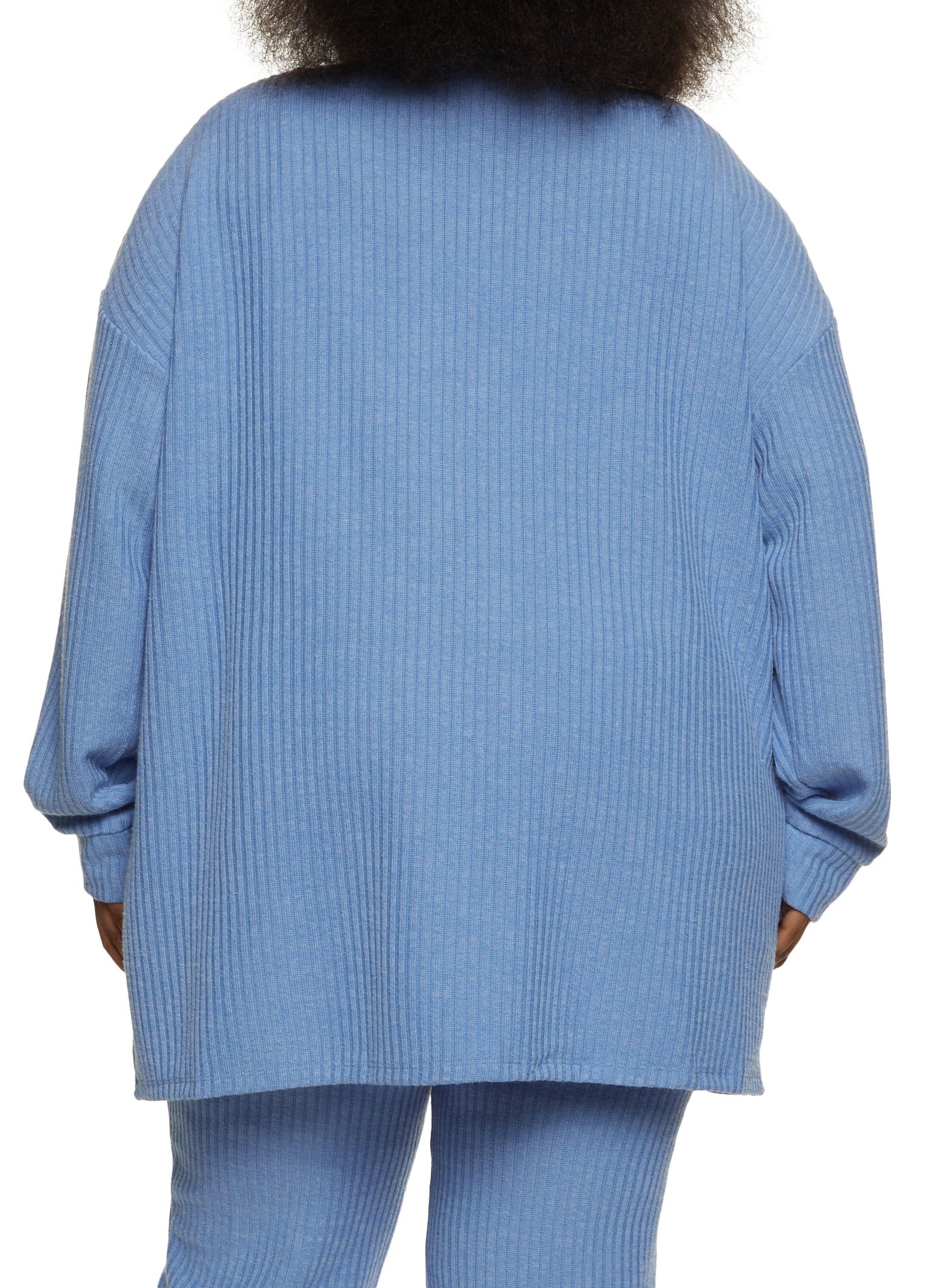 Plus Size Ribbed Drop Shoulder Open Front Cardigan sold by Rainbow product image thumbnail 3