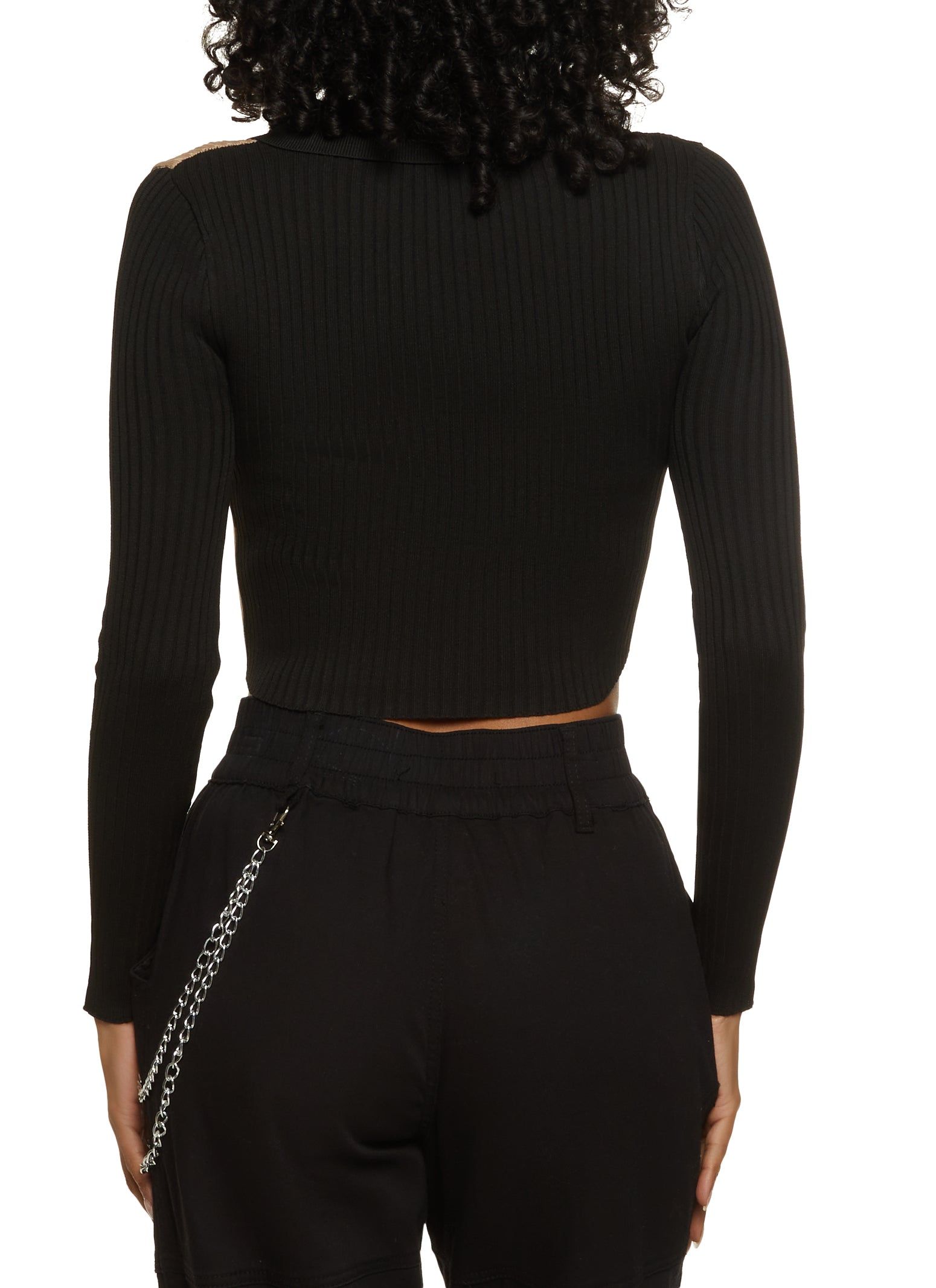 Color Block Zip Front Crop Top sold by Rainbow product image thumbnail 2